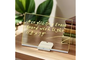 XCKJDS LED Note Board with Colors, Adjustable Angle Light Up Acrylic Message Board, Led Drawing Board, Illuminated Acrylic Notepad with 7 Pens (11.8" × 7.9")