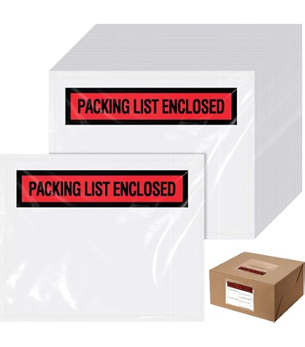 Clear Adhesive Side Loading Packing List Document Envelopes, 4