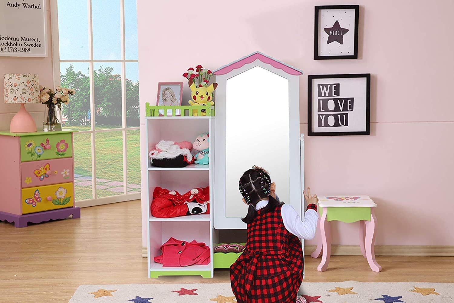Kids Wardrobe Bedroom Furniture, White, Large - Image 3