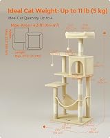 Feandrea Cat Tree Tower 143 cm Multi-Level Plush Condo Beige PCT161M01 view 8