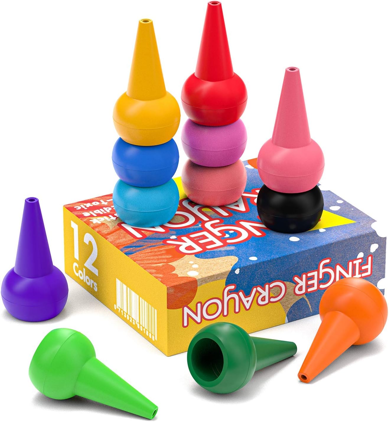 Watsabro Kleinkinder Wachsmalstifte 12 Farben Baby Crayon Stapelbares Handflachengriff Wachsmalstifte Sicherheit Und Ungiftig Kinder Malstifte Spielzeug Fur Baby Kleinkind Und Kinder Amazon De Spielzeug