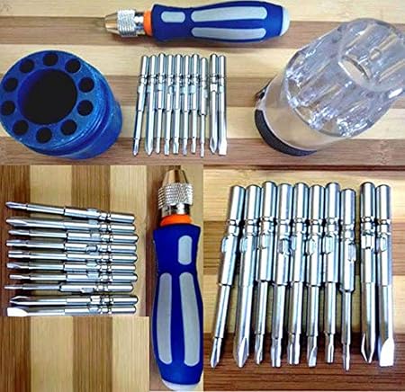 DIY Crafts 10 in 1 Original Magnetic Screwdriver Precision Type Set for All Type of DIY Works PC Laptop Gadgets Repair All-in-One Multi (Pack of 1 Set, with Plastic Cabinet)