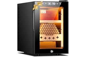 Electric Cooling Cigar Humidor, 50 Counts Cigar Humidor Cabinet with Semiconductor Electronic Cooling, LED Screen, Spanish Ce