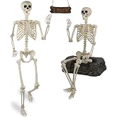 Znorso 5.4ft Halloween Skeleton - Halloween Posable Life Size Skeleton Huma Full Body Realistic Bones with Movable Joints for Halloween Outdoor Decorations