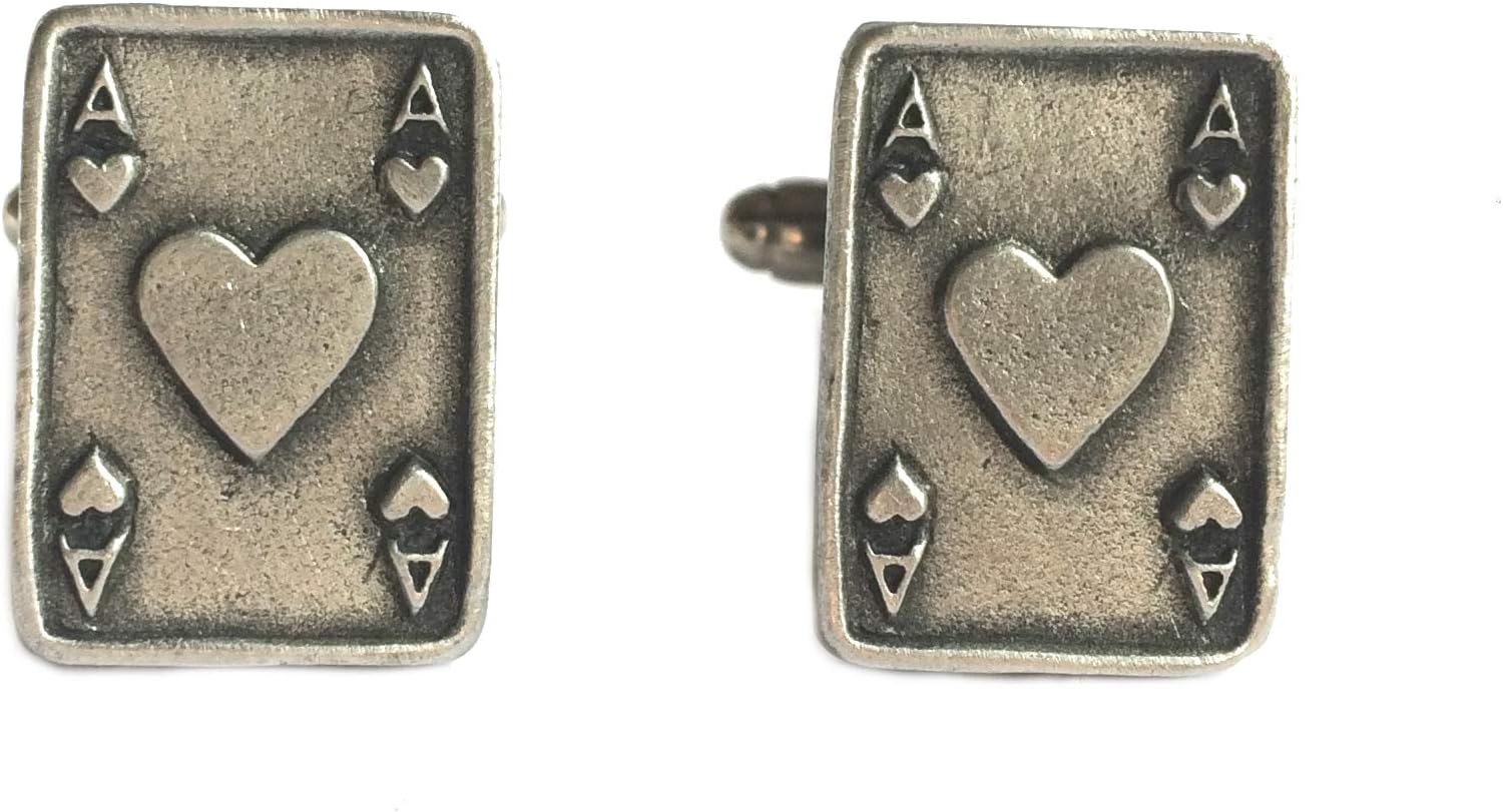 Asteria AccessoriesAce of Hearts Playing Cards Cufflinks, handmade in England.