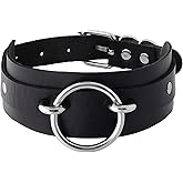 Sacina Gothic Punk Spiked Choker Necklace, Black PU Leather Choker, Goth Punk Jewelry Gift for Women, Men, Halloween Christmas New Year Gift