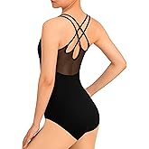 MOLLDAN Dance Leotard for Women Camisole Ballet Wear,Double Straps with Mesh Back,Chest Padded
