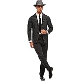 Leadtex 1920's Gangster Costume for Men,Mob Boss Costume for Men,Pinstriped Halloween Suit Include Jacket,Pants and A Tie