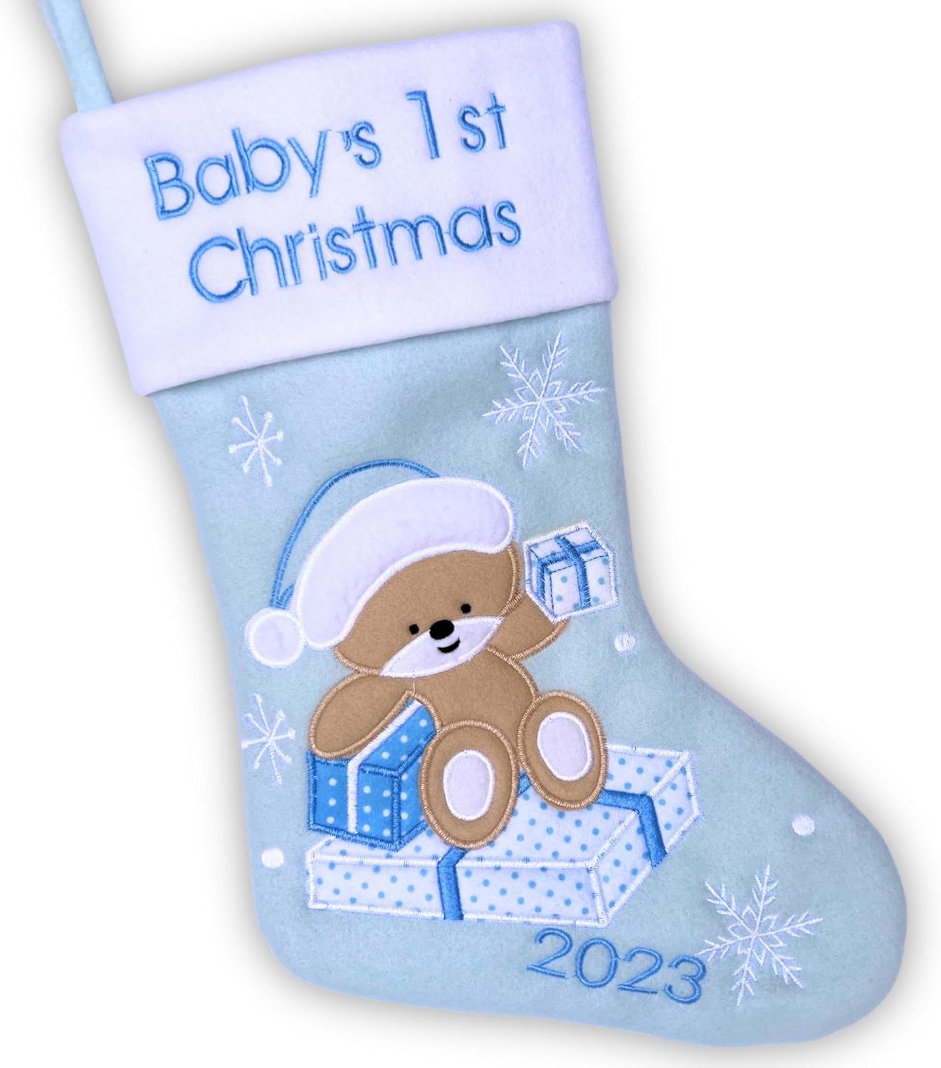 Stockings & Holders - Heart's Sign Babys First Christmas Stocking 2023 | My First Christmas Baby Boy and Baby Girl | Newborn Stockings Christmas Ornaments | Xmas Newborn Christmas Decor, Blue