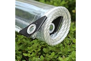 AHWEKR 2.6' x 5' Clear Tarps Heavy Duty PVC Vinyl 14 Mil Thick Tarpaulin, clear pvc tarp，Glass Tarpaulin with Metal Grommets, Protects Against Water, Tear, Cold Weather Resistan for Greenhouse Balcony Garden