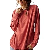 SOLY HUX Women's Long Sleeve T Shirts Vintage Crew Neck Loose Tee Basic Tops Fall Clothes