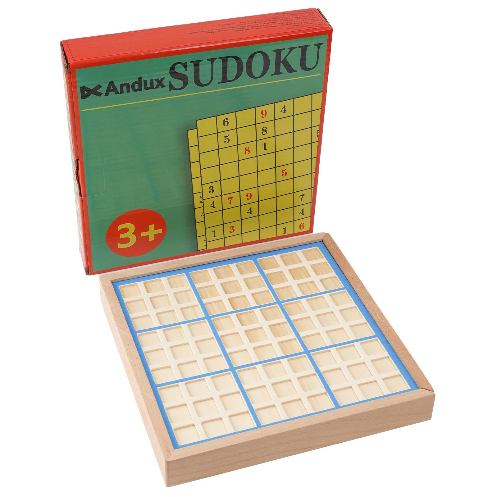 Andux Sudoku Puzzle Board Game with Drawer Wooden Number SD-02 (Blue)