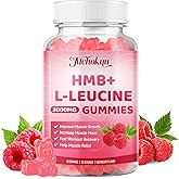 Mchokuu HMB & Leucine Supplements Gummies, Leucine and HMB Amino Acid Gummies for Men & Women for Muscle Growth Support, Sugar-Free, Vegan, Non-GMO, Raspberry Flavor, 60 Count Gummy