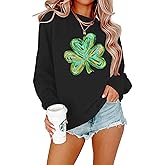 APRFLOWER Women St. Patrick's Day Sweatshirts Shamrock Clover Print Long Sleeve Shirts Casual Irish Gift Pullover Tops