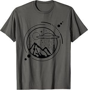 Simple Area 51 Minimal UFO Tattoo Line Art Graphic Tee UFO T-Shirt