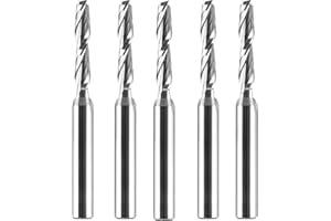 SpeTool 5PCS 3/16" Upcut CNC Router Bits Set 1/4" Shank Carbide Spiral End Mill Plunge Cut Wood Slot Inlay Engraving bits