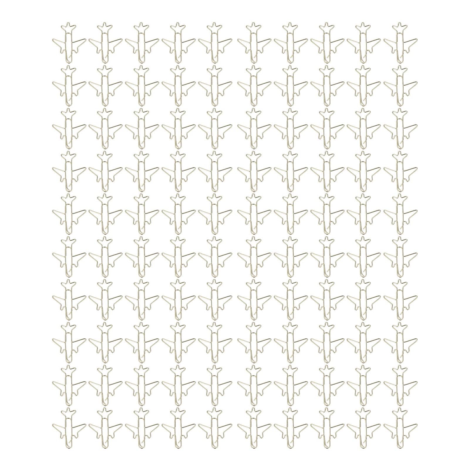 BAOFUYA 100Pcs Cute Metal Paper Clips,Bow Airplane Shaped Gold Mini Paper Clips Marking Document Organizing Clip for Office School(#1)