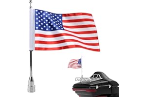 MASION Motorcycle Flagpole Mount and American Flag - 6" x 9"Double Sided USA Flag Premium Steel 13" Flag Pole Fixed Mount for 1/2" Luggage Rack For Harley Davidson Honda Goldwing Yamaha Most Motorcycles