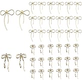 DANUDON 40 Pcs Gold Bow Charms for Jewelry Making, Alloy Bowknot Pendants Beads Metal Bow Earring Charms Bulk for Bracelets Necklace Jewelry Supplies DIY Craft Connector with Box, 2 Styles