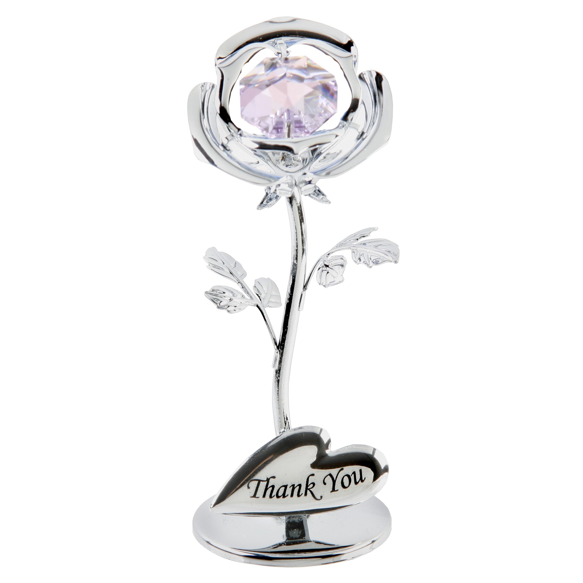 Crystocraft Keepsake Gift - Celebration Rose Gift Ornament THANK YOU with Swarvoski Crystal Elements by Widdop Bingham
