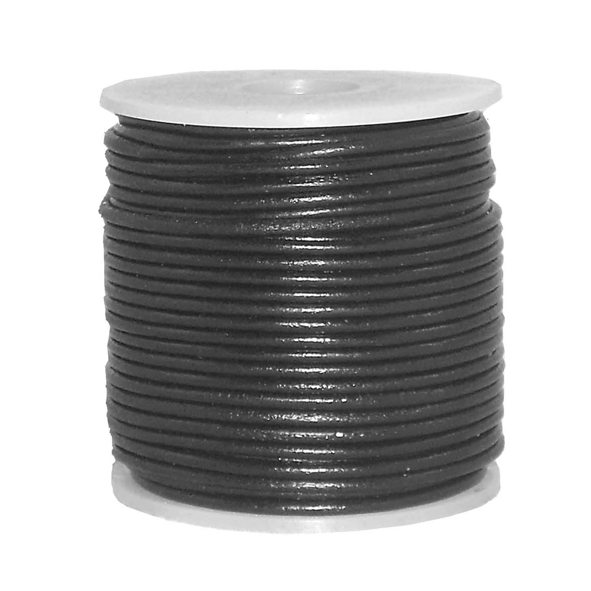 Cords Craft | 2mm Round Genuine Leather String Cord for Jewelry Making Round Bracelets Beading Work Crafts and Hobby Projects Leather Cord 2mm Black (2 Black, 21.87 Yards)
