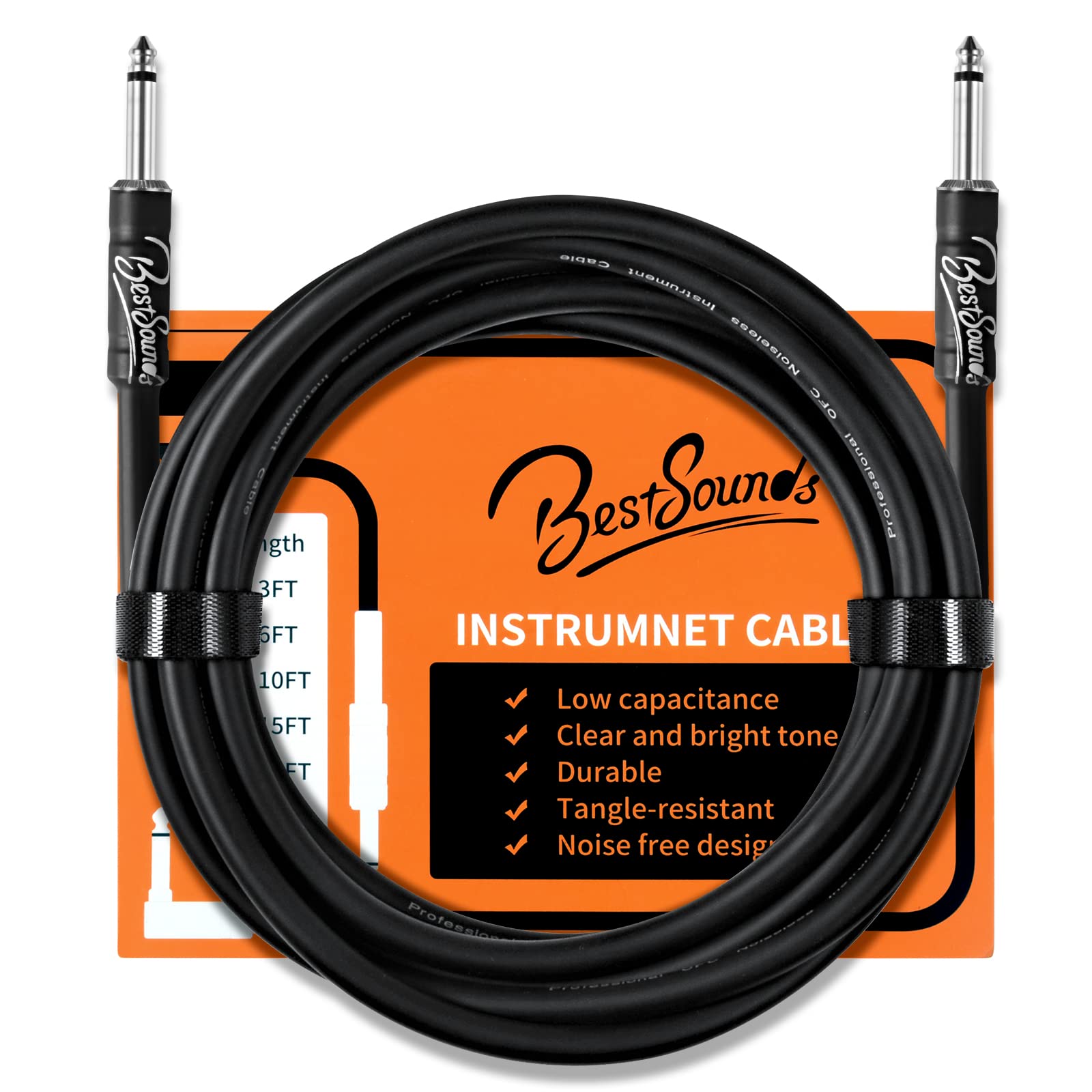 BestSounds Guitar Cable 3M, Electric Amp Cord Instrument for Acoustic Guitar Bass Keyboard Amplifier and Pro Audio (Straight to Straight)