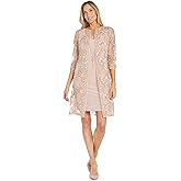 R&M Richards Women's Embellished Soutache Jacket & Sheath Dress Set W/Necklace - 2-Piece Formal Outfit for Cocktail Party