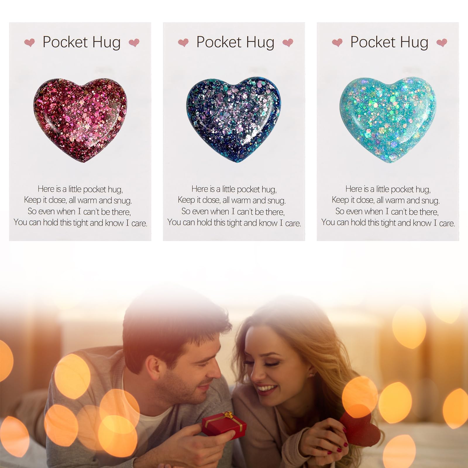 3PCS Pocket Hug Heart with Card Mini Pocket Hugs Token for Friends Gift Pro Precision Quality Mini Gift for Friends Pocket Hugging Heart Hug Heart with Mini Card
