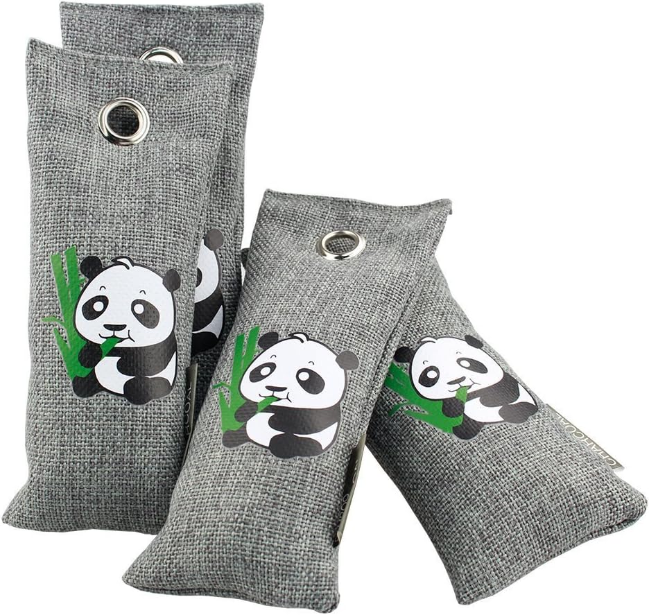 Top Actived Bamboo Charcoal Air Purifiers Deodorizer Bags Odor Eliminator,Natural Air Freshener,Environmental Friendly Removes Bad Odor for Car,Closet,Pet Area,Shoes,Room（(Pack of 4,Gray）