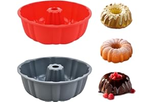 2 Pack Silicone Cake Pan Nonstick,10 Inch, Silicone Cake Molds,Pound Cake Pan, Baking Cake Pan for Jello,Gelatin,Cake,Brownie