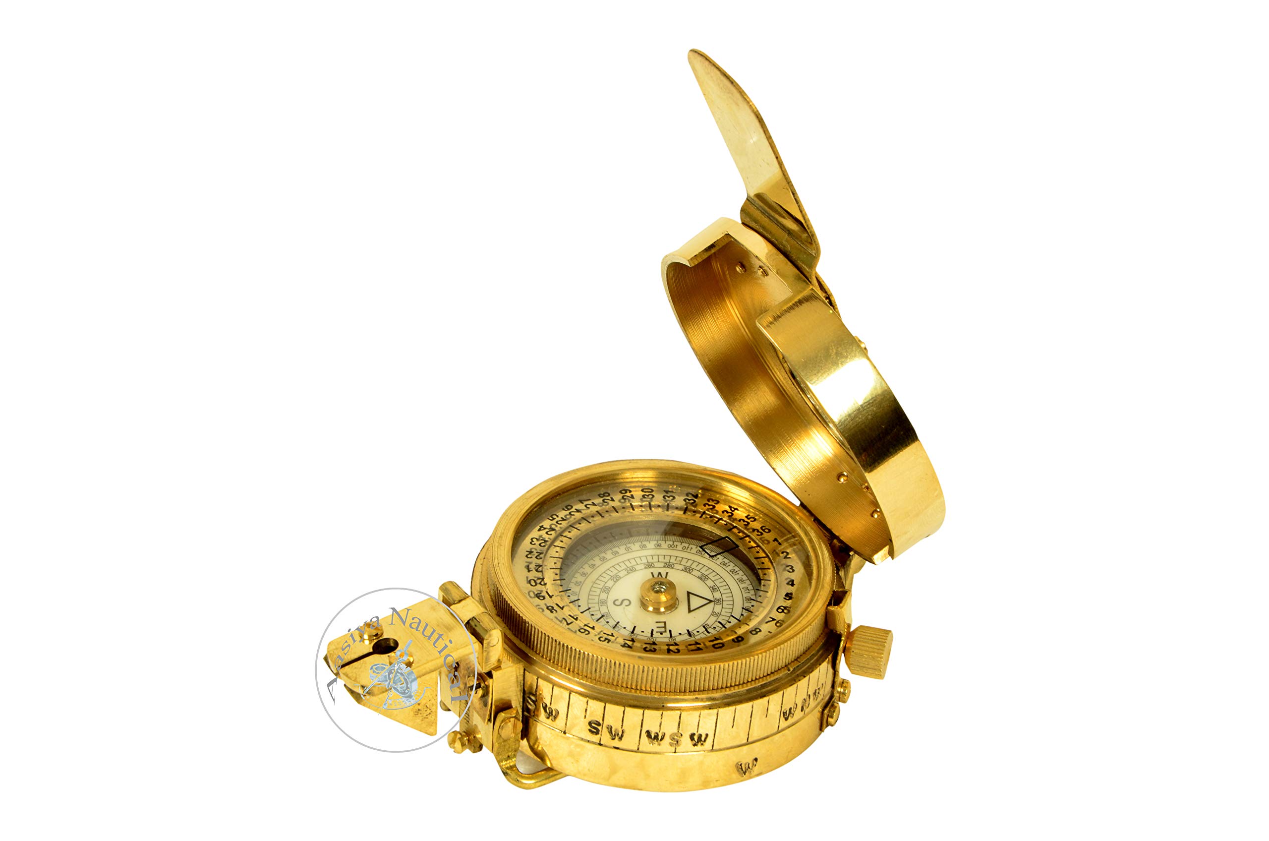 aasiya nautical Vintage Military Brass Prismatic NAVIGATION_COMPASS, Portable, British Style