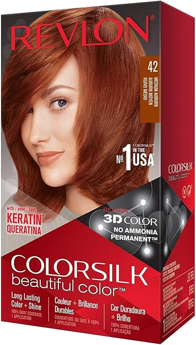 Revlon Colorsilk 42 Medium Auburn Ammonia-Free Hair Color Permanent 100% Grey