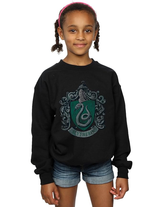 Harry Potter Mädchen Slytherin Distressed Crest Sweatshirt