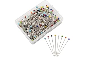 Benvo 250Pcs 1.5 Inch Sewing Pins with Glass Pearl Head Pins Straight Quilting Pins Multicolor Ball Head Pins with Hanging Plastic Contain Box for Fabric Dressmaker Jewelry Decoration