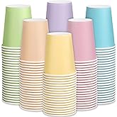 Kochorie 144 Pieces Pastel Rainbow Paper Cups 9 Oz Disposable Coffee Paper Cups Multicolor Party Cup Beverage Drinking Cup for Wedding, Birthday, Holiday Party, DIY, and Picnic