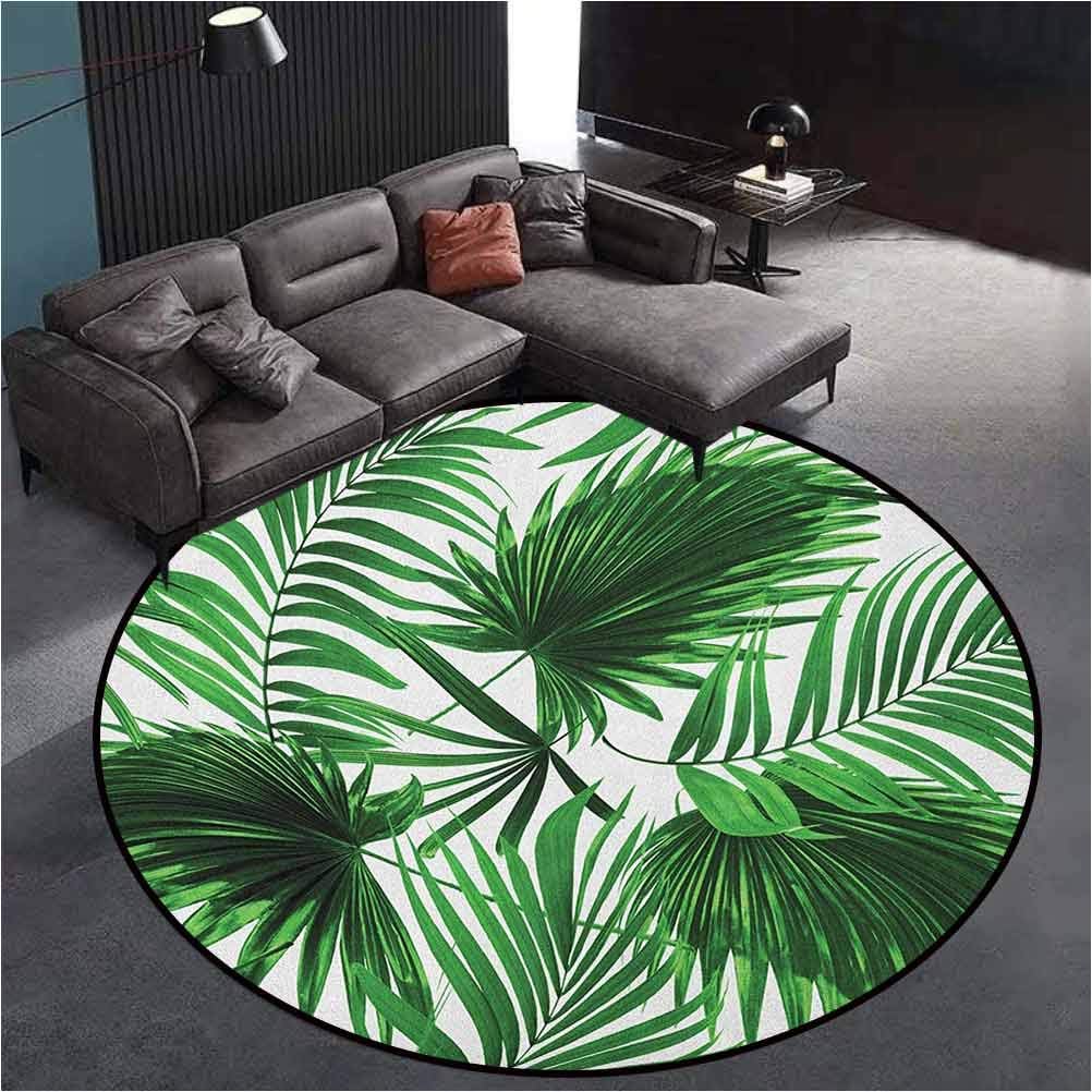 Palm Leaf Luxury Rug Living Room Bedroom Study Round Carpet