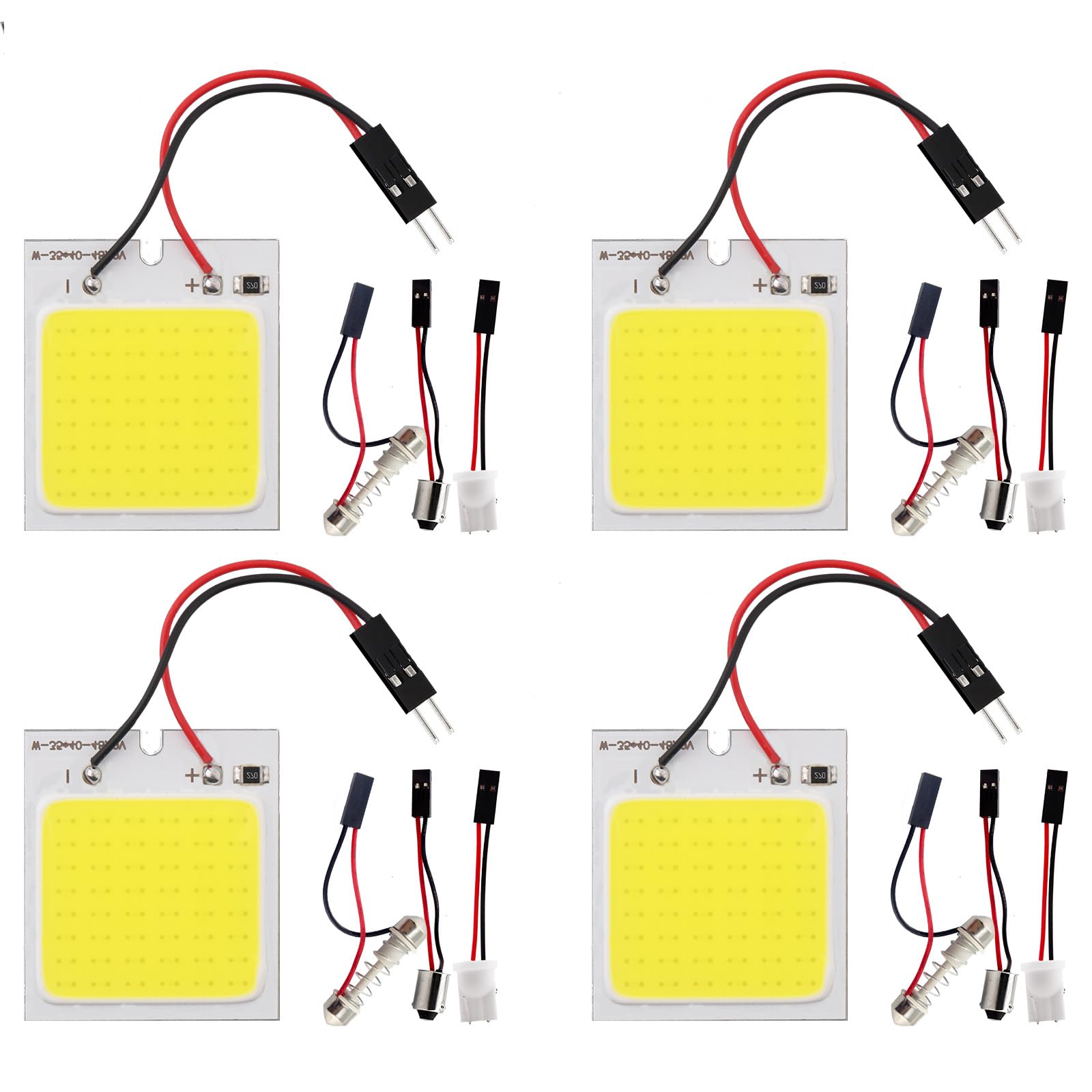 Photo 1 of YM E-Bright 4-Pack White Led Panel Dome Light Lamp, COB 48-SMD Led Interior Car Lights Auto Dome Lights Interior with T10 /BA9S/ Festoon Adapters, DC-12V