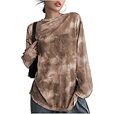 Verdusa Women's Y2k Tie Dye Sheer Mesh Top Drop Shoulder Long Sleeve Oversized Rave Streetwear Tops