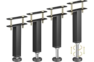 Wlrrcwdttc Adjustable Height Bed Frame Center Support Legs 7.28-10 inch, Metal Bed Legs for Bed Frame/Wooden Bed Center Slat/Furniture, Heavy Duty Bed Replacement Legs Bed Slats Support Legs Set of 4