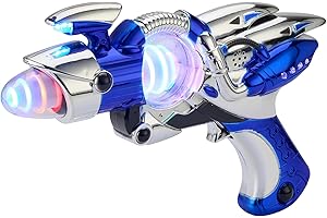Playbees Light-Up Noise Blaster - Blue - 11.5 Inches - Super Spinning Space Sound Effects with Futuristic Power Galaxy Ranger FX for Party Favor, Novelty Toy, Party Bag Stuffer for Ages 5+