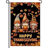 Fall Gnome Garden Flag 12x18 Inch Double Sided Outside, Welcome Autumn Maple Leaves Seasonal Yard Outdoor Flag,Autumn Thanksgiving Holiday Outdoor Seasonal Decorations for Home