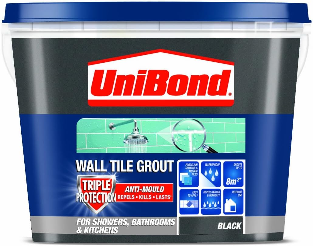 UniBond Triple Protect AntiMould Wall Tile Grout 1.38KG, Black Amazon.co.uk DIY & Tools