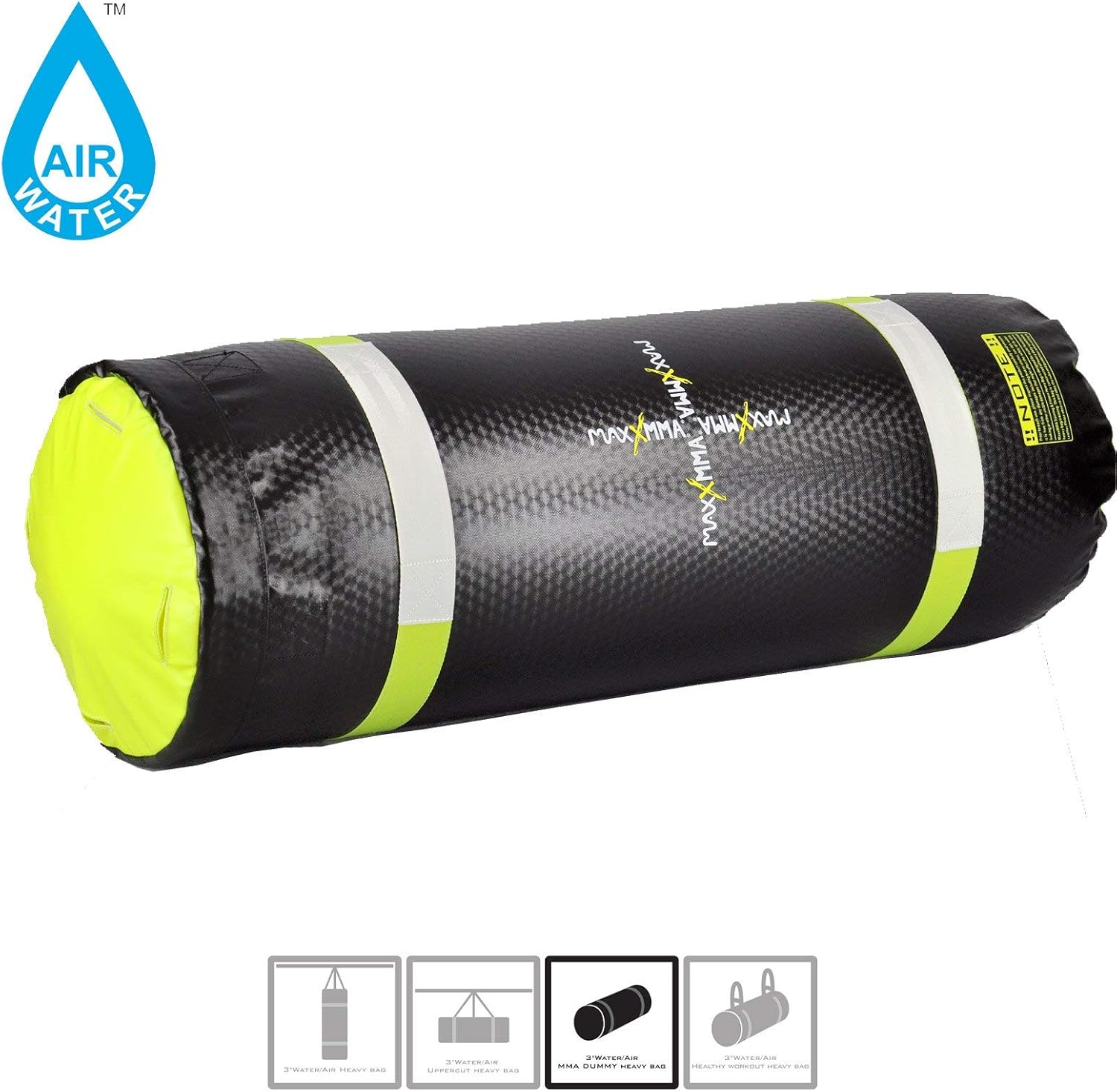 MaxxMMA Training & Fitness Water/Air Heavy Bag, Uppercut Workout Grappling MMA Punching Bag (Black/Neon Yellow) : Sports & Outdoors