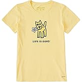 Life is Good Women's Crusher Tee Shirt, Short Sleeve Cotton Graphic T-Shirts, Rocket with Daisy, Sandy Yellow, Large