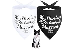 SZEE Engagement Gifts for Couples, 2 Pack My Humans are Getting Married Dog Bandanas, Wedding or Bridal Shower Gifts for Bride, Dog Wedding Bandanas, Engagement Party Decorations (White & Black, L)