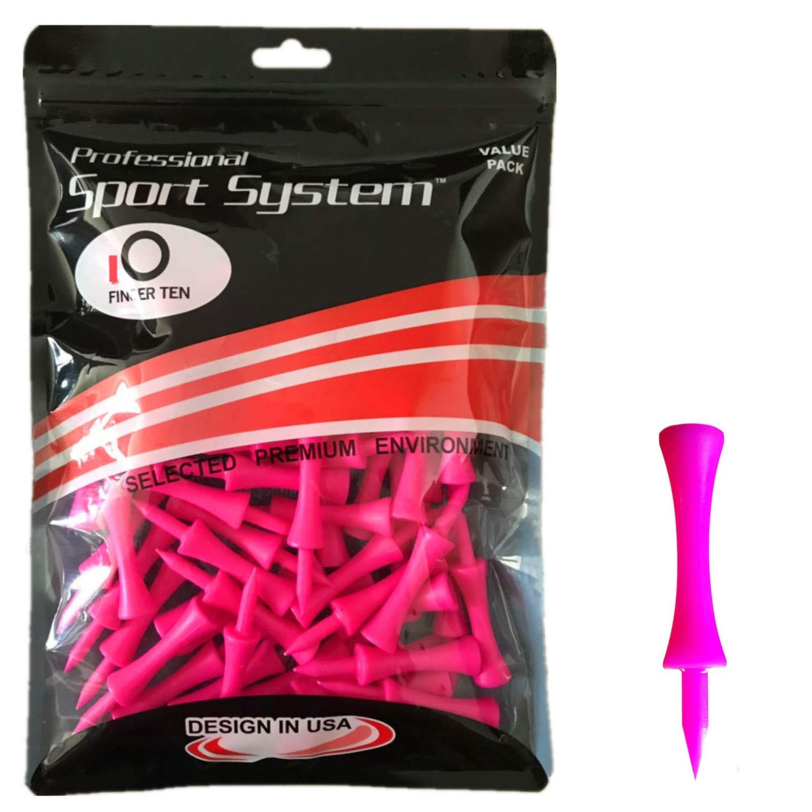 AXKAL Golf Pink Tees Plastic Castle Step Down Value 60 Count 2 1/4 Inch, Golf Tee Professional Height Control (Pink- 2 1/4''-60 Tees, Pink) — image 1
