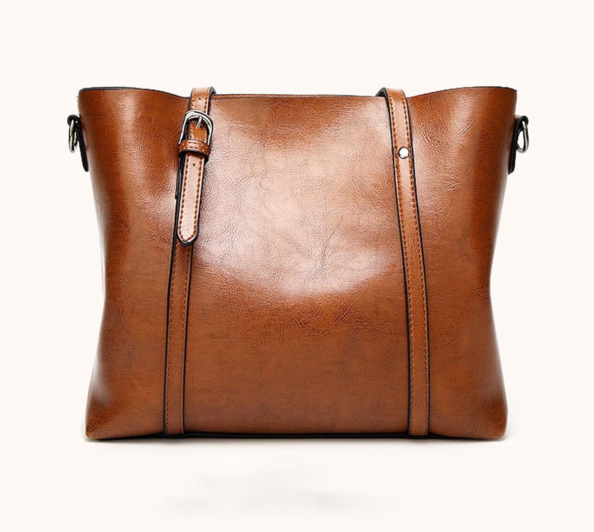 DEERWORD Women's Handbags Shoulder Bags Top-handle Faux Leather Convertible Tote Crossbody Hobo Brown - Image 4