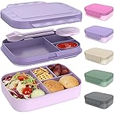 Caperci Stackable Bento Lunch Box for Adult & Teens - Reinforced Leak-Proof Lunch Container 4-Compartment with Utensils & Sauce Container, BPA-Free, Dishwasher/Microwave Safe, 47oz (Orchid Bloom)