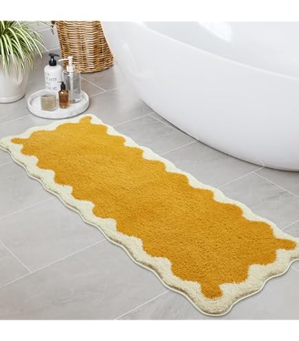 NTETSN Boho Geometric Shower Curtain - Yellow & Brown Vintage 50s/60s Pattern, 72x72", Waterproof - View #3