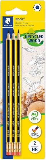 Staedtler Noris Graphite Pencil HB Eraser Tip 3 Pack 122-2BK3DA